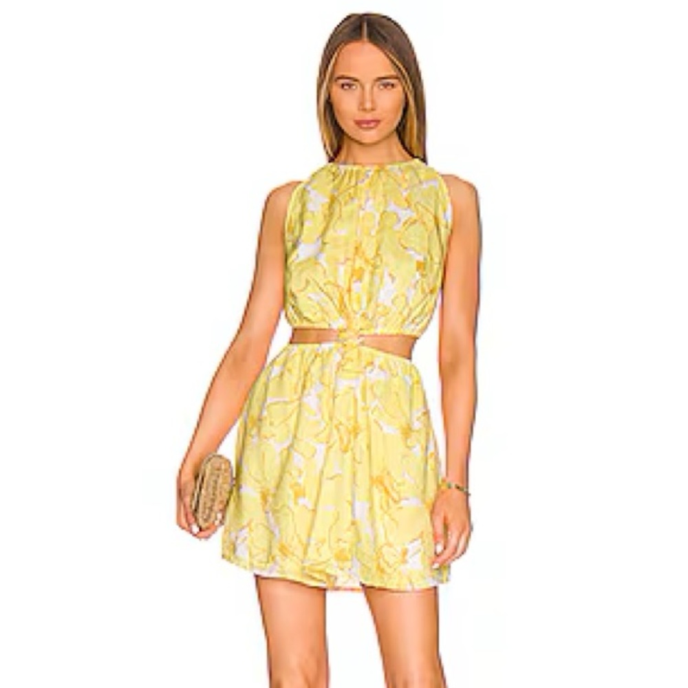 Faithfull The Brand Enditha Mini Dress Yellow Willa Floral Print